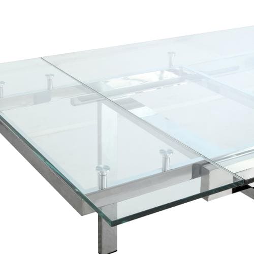 Wexford Glass Top Dining Table with Extension Leaves Chrome-106281 ebuystt