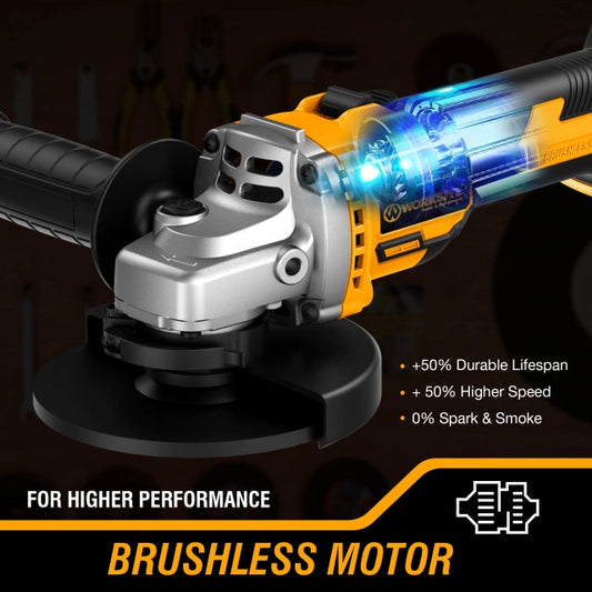WORKSITE Brushless Angle Grinder Tool 4.5 Inch Variable Speed Portable Handheld Battery Powered Electric Grinders-CAG323 Worksite Power Tools
