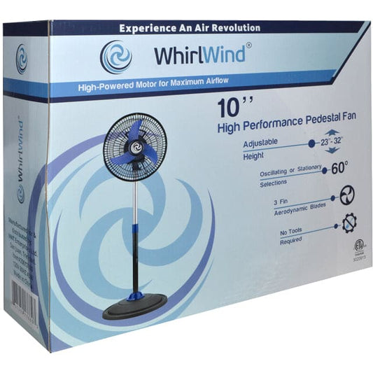 WHIRLWIND BLUE 10 INCH PEDESTAL FAN ETL- 20017661 Mega