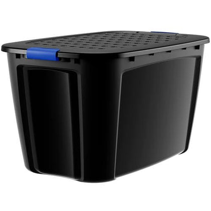 NO Break Black Plastic Heavy-Duty Lidded Storage Container- 44 Gallon, Lidded storage tote is perfect solutions for organizing garage, basement and attic. -460071