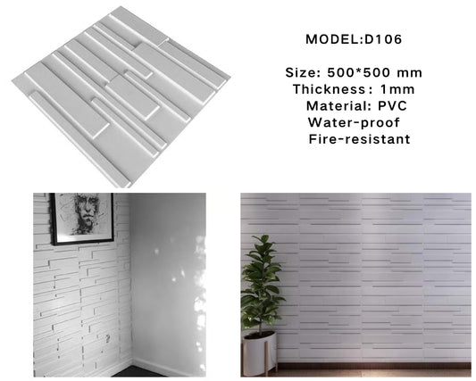 Mega Luxe Paintable 3D Texture PVC Wall Panels (19.7 x 19.7In.) - Decorative, waterproof, flame resistant, sturdy, interior decoration to add both aesthetics and functionality to your home and offices - D106 MEGA LUXE