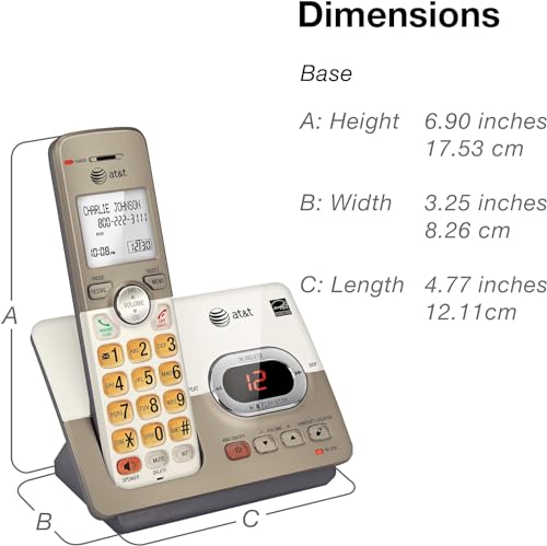 AT&T EL52313 3-Handset Cordless Phone with Answering System & Extra-large Backlit Keys, Light champagne, 3 Handsets AT&T