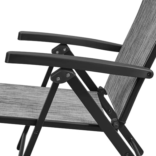 Yaheetech Outdoor Folding Chaise Lounge Set of 2 Patio Reclining Chairs w/Adjustable 7-Position Back for Beach Pool Garden Yard Deck Gray ebuys