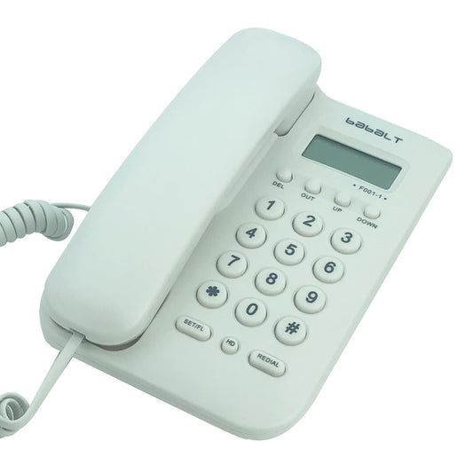 Corded Basic Landline Phone, TelPal FSK/DTMF Simple Caller ID Telephone with LCD Incoming Call Number Display, Small Desk/Wall Mountable Analog Phone for Home Office (White) TelPal