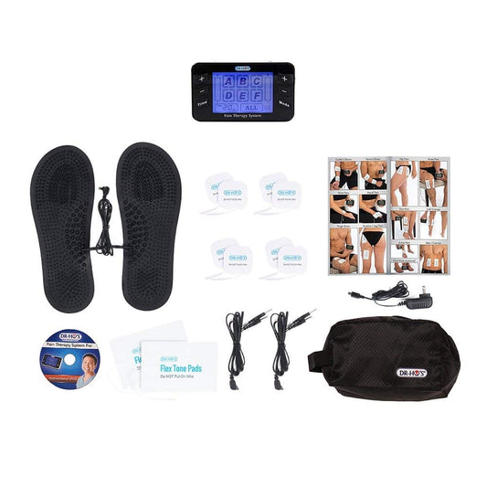 DR-HO'S ® Pain Therapy System Pro Essential Package TENS Machine Unit (Black)- 8 Small Pads, 2 Large Pads, 1 Pair of Travel Foot Therapy Pads, Travel Bag, Instructional DVD & Manual Dr Ho's