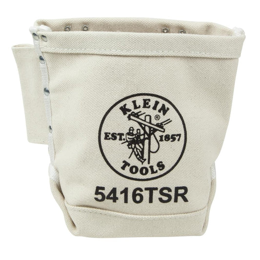 Klein Tools 5416TSR Tool Bag, Bolt Bag with Bull Pin Loops and Drain Holes, Sturdy No. 4 Canvas, Tunnel Loop Connect, 5 x 9 x 10-Inch KLEIN TOOLS