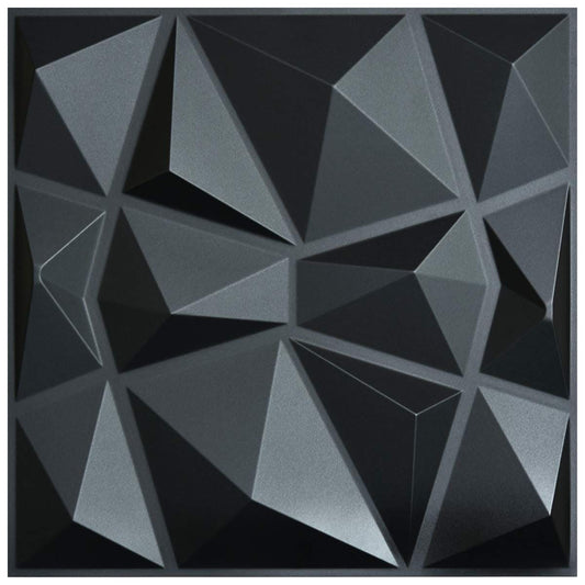 Art3d 3D Paneling Textured 3D Wall Design, Black Diamond, 19.7" x 19.7" (12 Pack) Art3d
