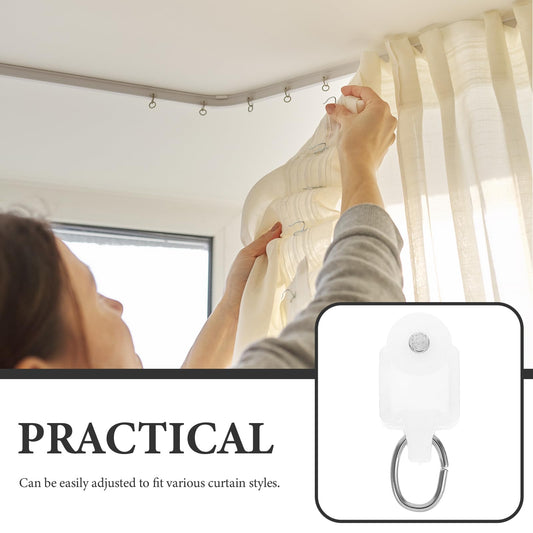 SEWACC 50pcs Curtain Track Rollers Curtain Rail Pulleys Runners Ceiling Curtain Track Hooks White Plastic Drapery Rail Gliders Curtain Rail Accessories SEWACC