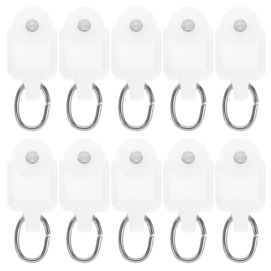 SEWACC 50pcs Curtain Track Rollers Curtain Rail Pulleys Runners Ceiling Curtain Track Hooks White Plastic Drapery Rail Gliders Curtain Rail Accessories SEWACC