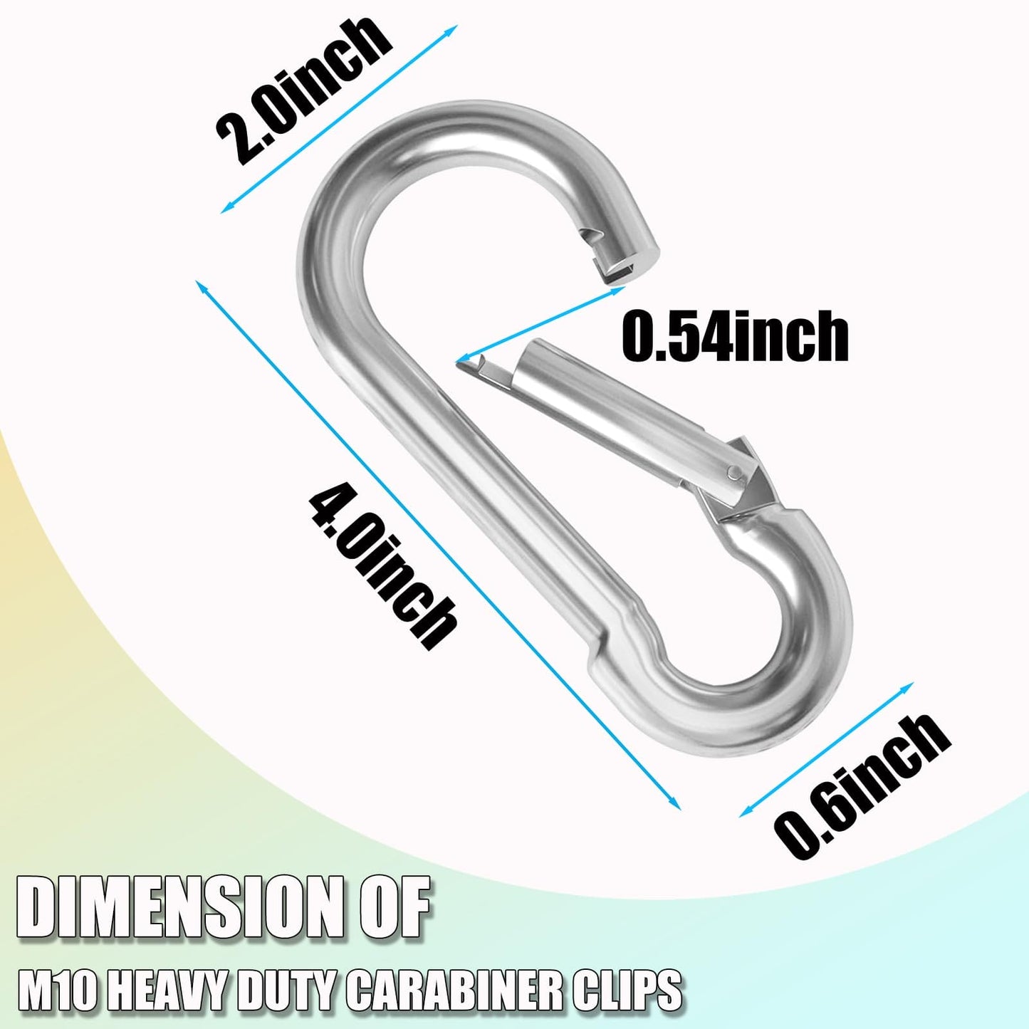 WENQUIT 24PCS M10 Spring Snap Hook, 4Inch Heavy Duty Carabiner Clips, 3/8" Galvanized Steel Quick Link Carabiner Hooks for Hammock, Camping, Hiking, Keychain, Water Bottle & Backpack WENQUIT