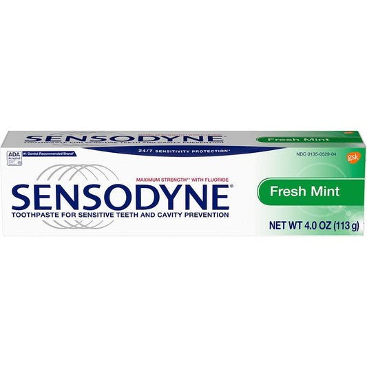 Sensodyne Fresh Mint Sensitivity Toothpaste for Sensitive Teeth and Fresh Breath, 4 Oz - 31015808111 Pie's Variety Store