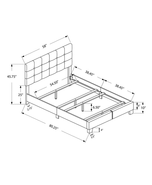Monarch Specialties I 5801F Bed, Full Size, Bedroom, Upholstered, Frame Only, Transitional Monarch Specialties