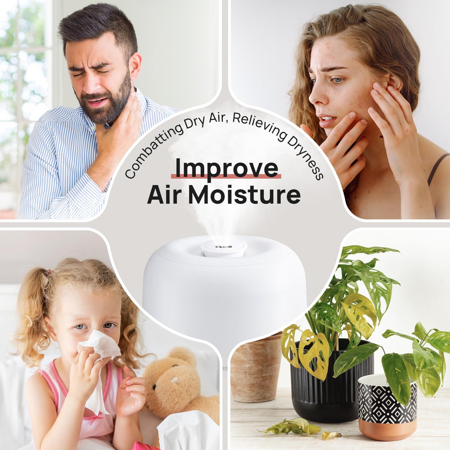 Clarston 2L Cool Mist Humidifier for Bedroom with 360° Adjustable Nozzle, High and Low Mist Levels, Ultra-Low Noise, Light-Off, No BPA, Auto Shut Off, Ideal Baby Humidifier with Easy Top Filling CLARSTON