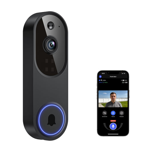 Guggre Doorbell Camera M52, Security Camera Outdoor/Indoor, 1080 HD with Night Vision, 4 Infrared Lights, 120° Wide View, Motion Detection Notification, Works with Smartphone, Wireless, Online Support Guggre