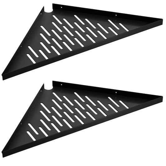 Wall Corner Shelf (2 Pc_Large_blk) - Sleek, Stylish Aluminum Corner Wall Shelf for Bathroom, Living Room, Kitchen & Bedroom- Durable, Easy to Install Corner Shelves Wall Mounted-Shelf for Wall Corner iReef way