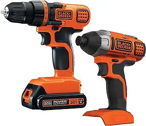 BLACK+DECKER 20V MAX Cordless Drill and Impact Driver, Power Tool Combo Kit with Battery and Charger -BD2KITCDDI