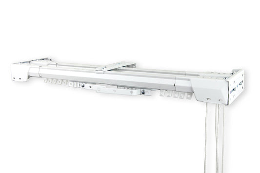 Heavy Duty Double Traverse Rod Center Open 120-240 inch White Rod Desyne