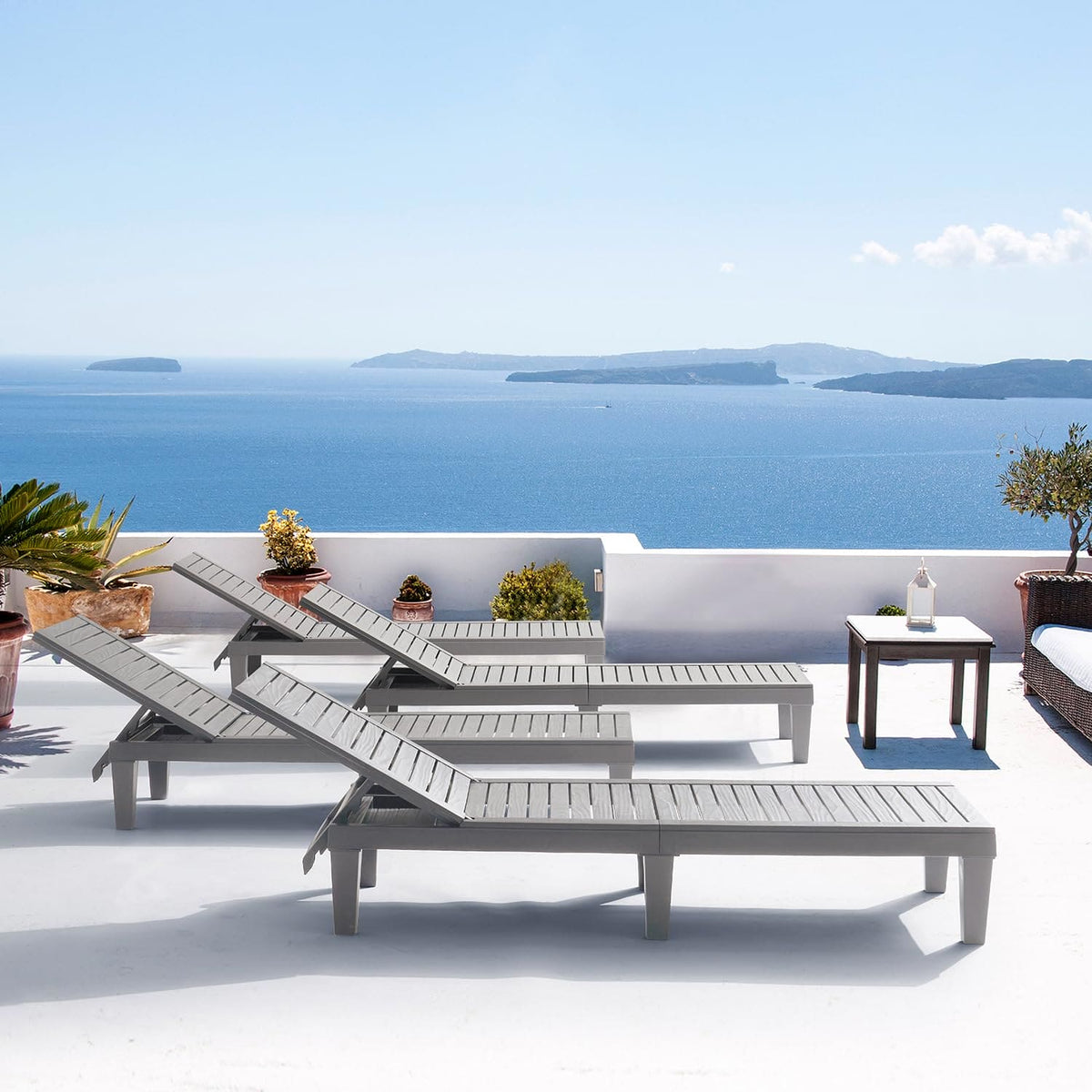 Nestl Patio Chairs - Waterproof Outdoor Chaise Lounge Chair, Set of 4 ...