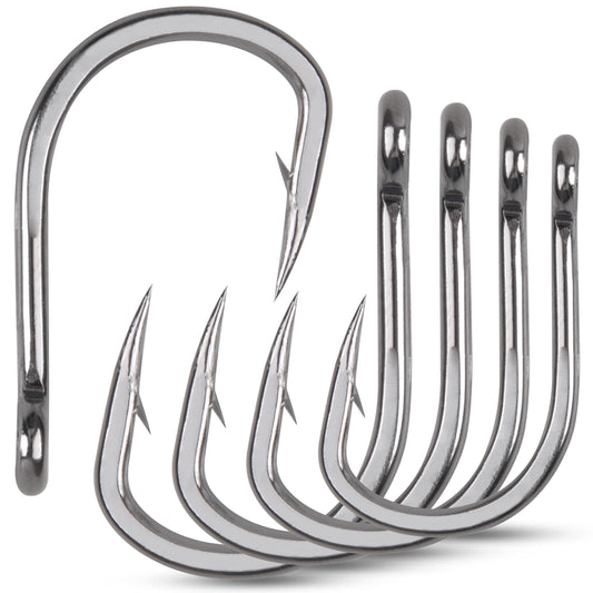 Saltwater Live Bait Fishing Hooks- 35pcs Inline Circle Hooks Catfish Bait Fish Hooks 2X Strong Stainless Steel Hooks for Big Game Fishing 1/0-12/0 SILANON
