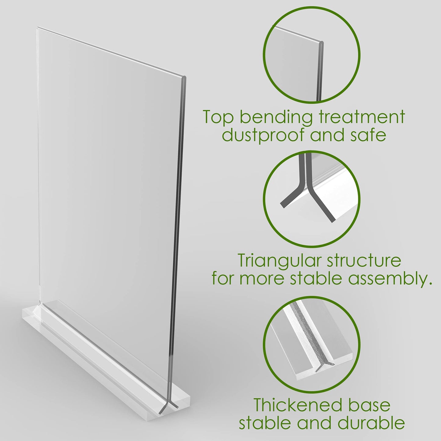 newnewshow 8.5x11 Acrylic Sign Holder 3 Pack Vertical Double-Sided Display (Optional 8.5x11 8.5x5.5 5x7 Horizontal and Vertical) newnewshow