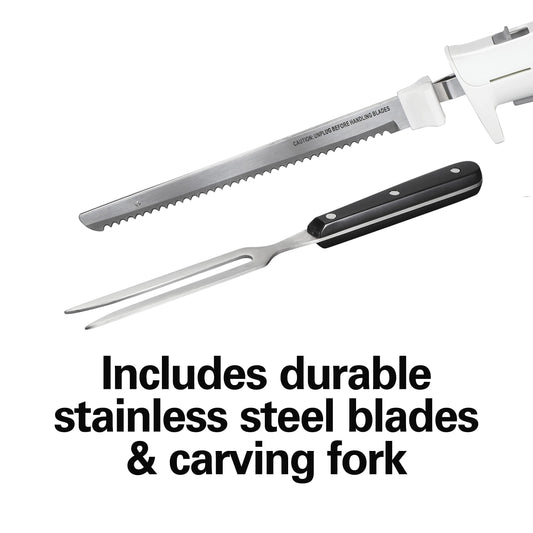 Hamilton Beach Electric Knife Set with Reciprocating Serrated Blades, Storage Case, Fork - For Carving Meats, Bread, Foam, More EBUYSTT
