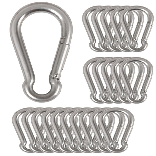 20Pcs 4” Safety Spring Snap Hook, M10 3/8" Carabiner Quick Link Snap Hooks for Camping Hiking, 770LBS Holding Capacity Heavy Duty Steel Carabiner Clip Buckle for Swing Hammock Gym Outdoor Yision