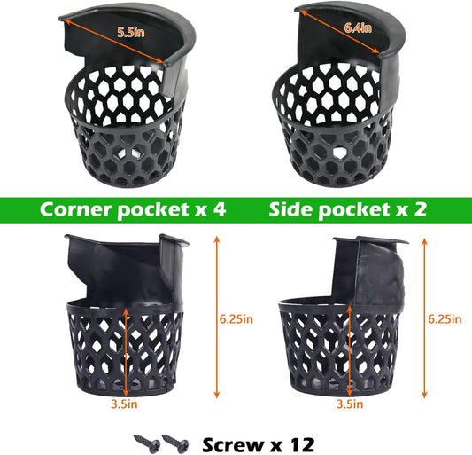 Pool Table Pockets Replacement Pockets for Billiard Table Set of 6 Plastic Web Pockets-B09F3GF52N ebuystt