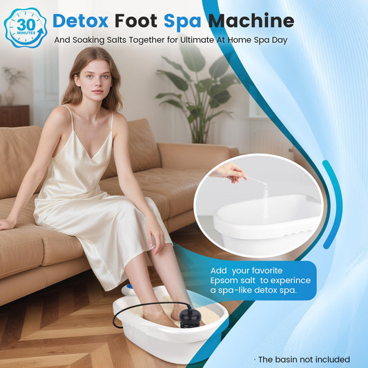 LeCaung Ionic Foot Bath Detox Machine, Portable Ionic Detox Foot Bath Spa Machine Ion Cleanse Controller for Home Travel Holiday Lecaung
