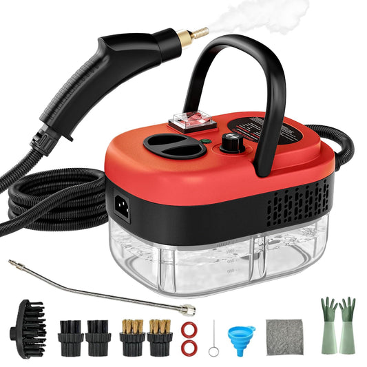 Steam Cleaner, Portable Pressurized Steamer for Cleaning with 14pcs Accessories, 6-Level Adjustable and 15s Heat-Up, Handheld Steam Cleaner for Home, Tile, Dirt, Grout, Grease, Car Detailing(Red) AULANK
