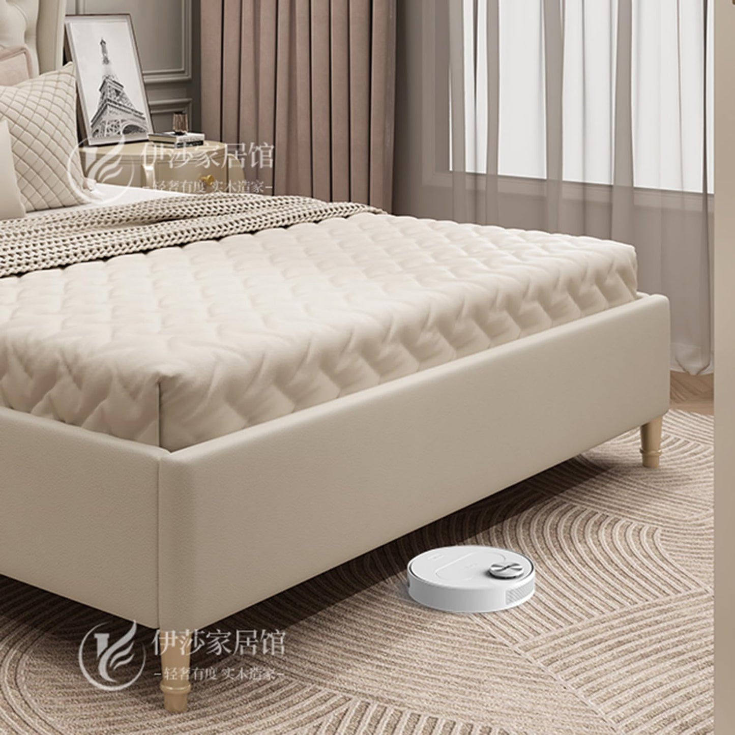 LSIGHTUS White King Size Genuine Leather Bed Upholstered Platform Bed Frame with Wingback Headboard and Lift Up Storage Strong Wooden Slat Support No Box Spring Needed LSIGHTUS