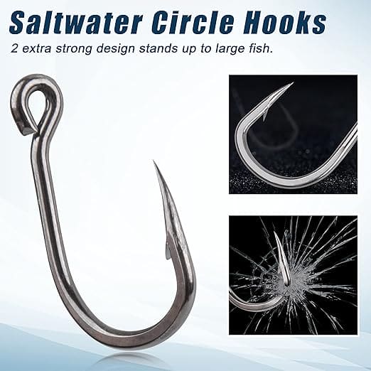 Saltwater Live Bait Fishing Hooks- 35pcs Inline Circle Hooks Catfish Bait Fish Hooks 2X Strong Stainless Steel Hooks for Big Game Fishing-Size 12/0-35pcs ebuystt