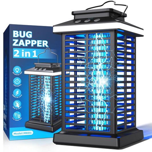 Bug Zapper Outdoor, Mosquito Zapper 2 in 1 Portable & Rechargeable Bug Zapper Outdoor with 4000mAh Battery & LED Night Light, 4000V Electric Fly Zapper for Outside,Patio,Backyard,Garden KOOSA