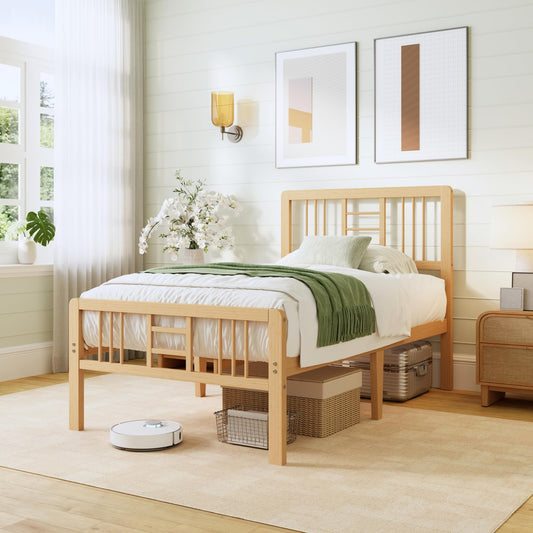 ZIYOO 12 Inch Twin Bamboo Bed Frame with Headboard, Modern Minimalist ZIYOO