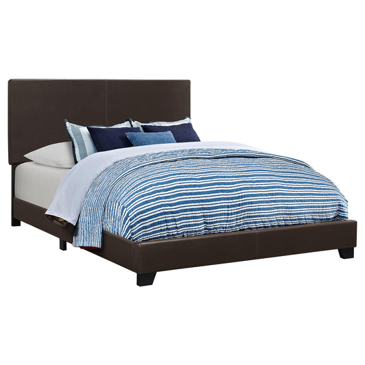 Coaster Home Furnishings - Dorian - Faux Leather Upholstered Panel Bed with Padded Headboard, Black Legs and Low Footboard - Bedroom - Full Size - Brown - 300762F Coaster Fine Furniture