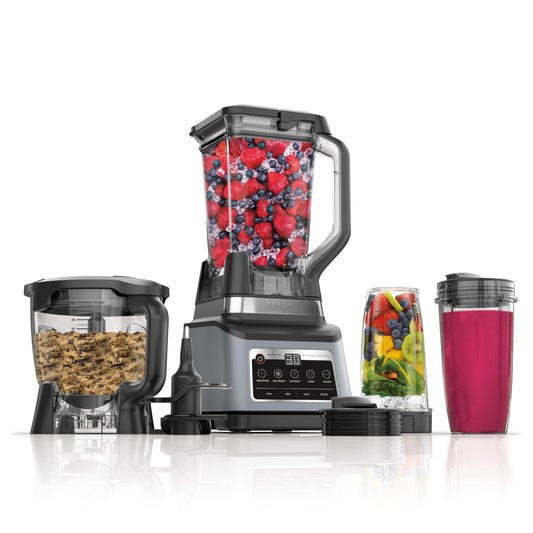 Ninja BN801 Professional Plus Kitchen System, 1400 WP, 5 Functions for Smoothies, Chopping, Dough & More with Auto IQ, 72-oz.* Blender Pitcher, 64-oz. Processor Bowl, (2) 24-oz. To-Go Cups, Grey Ninja