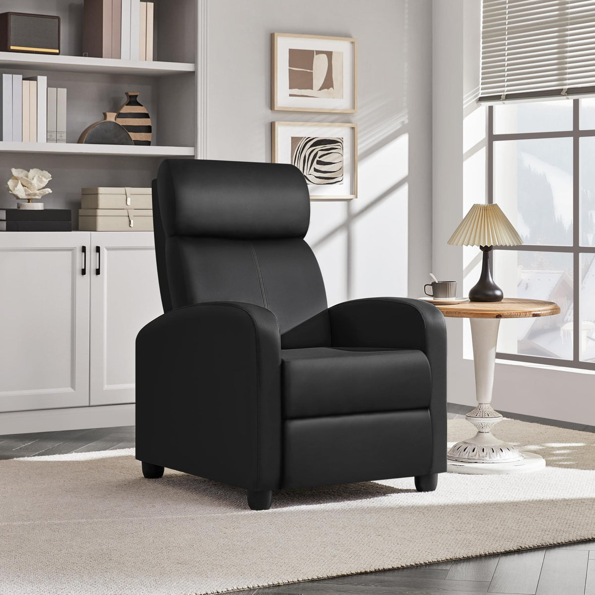 Yaheetech Recliner Chair PU Leather Recliner Sofa Home Theater Seating with Lumbar Support Overstuffed High-Density Sponge Push Back Recliners Armchair for Living Room Yaheetech