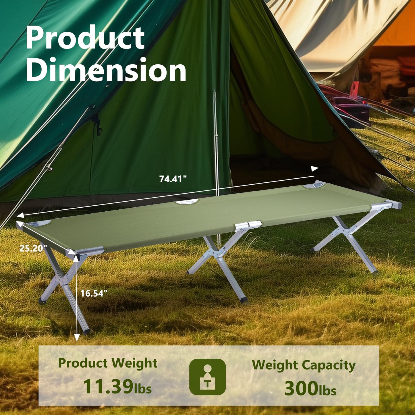 Outvita Folding Camping Cot, Sleeping Bed with Carry Bag, Lightweight Portable Cots for Travel, Fishing, Hiking and Outdoor Activities ebuys