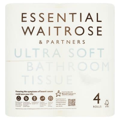 WAITROSE ULTRA SOFT BATHROOM TISSUE 4CT - WUSBT4CT Pie's Variety Store