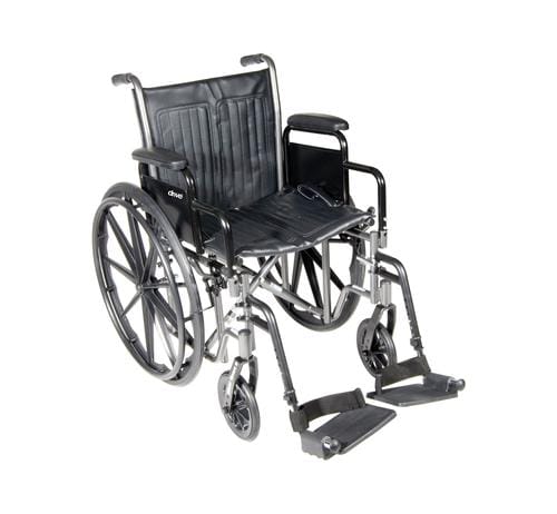 Wheelchair Manual Silver Sport II PS-SSP218DDA-SF Embossed vinyl upholstery is durable, lightweight and easy to clean. Urethane tires mounted on composite wheels provide durability and low maintenance. -9797 Hannah's Variety Store