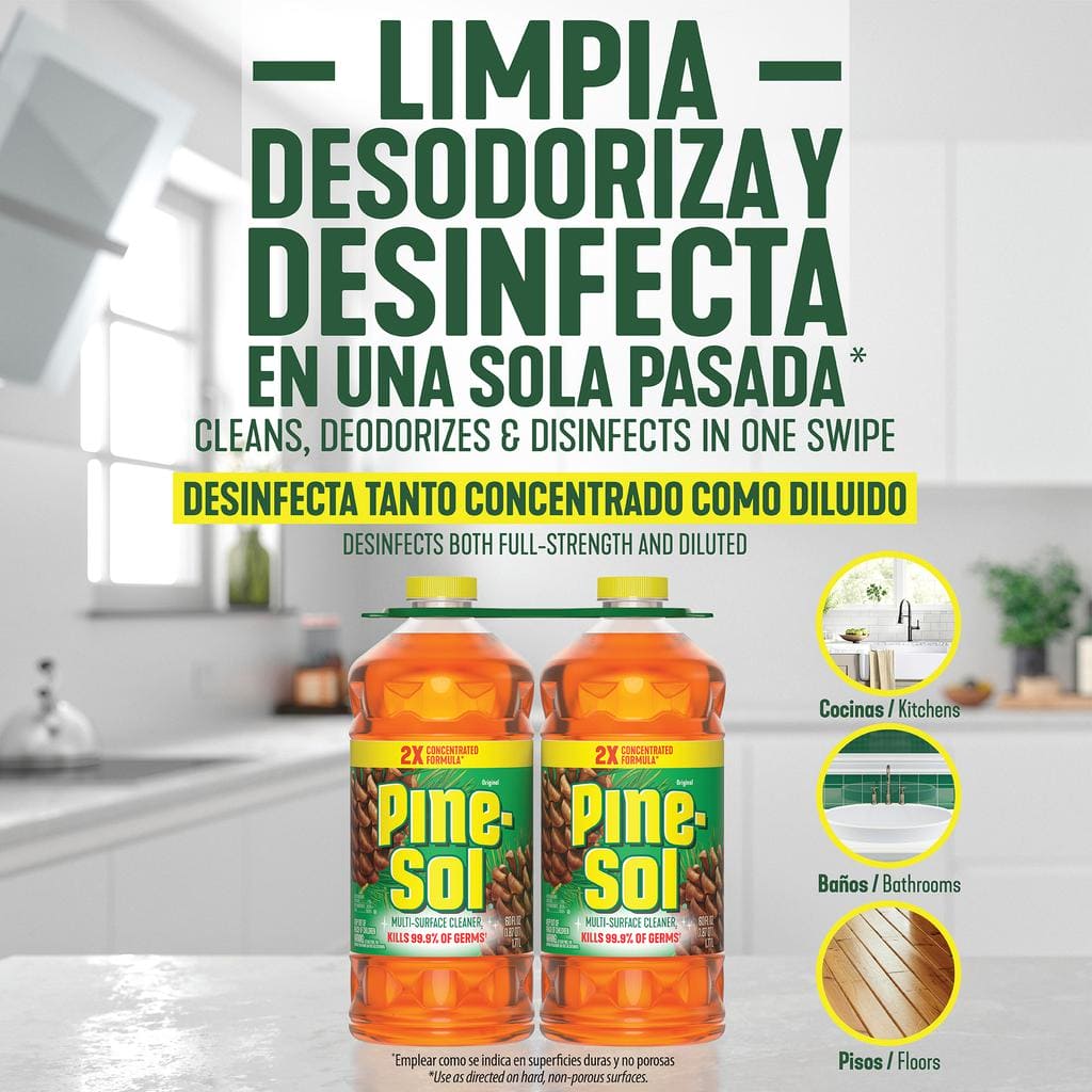 Pine Sol Multisurface Cleaner 2 Units / 1.77 L / 60 oz.Keep all your home surfaces clean, fresh and shiny with this pine-scented multisurface cleaner that will provide a clean sensation and a pleasant aroma at home.-475334 EBUYSTT