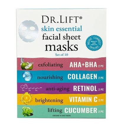 Dr. Lift Face Masks 10 Units - Formulated with anti-aging Retinol and exfoliating Lemon, this antioxidant-rich face mask works wonders on fine lines and wrinkles. Ideal for combination, oily, and mature skin types - 441392
