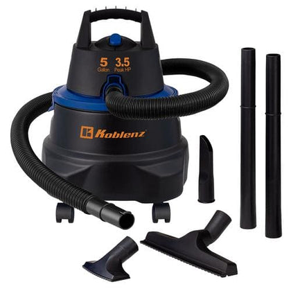 Koblenz Wet Dry and Blow Vacuum Cleaner 5 Gallon - This 3-in-1 Wet/dry/blow vacuum is everything you need to keep your floors clean. It features an easy-grip handle, dust-sealed switch, exhaust port/blower, accessory and cord storage - 449568