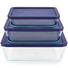 Pyrex Simply Store 6-Piece Rectangular Glass Food Storage Set - 07116004023 Pie's Variety Store