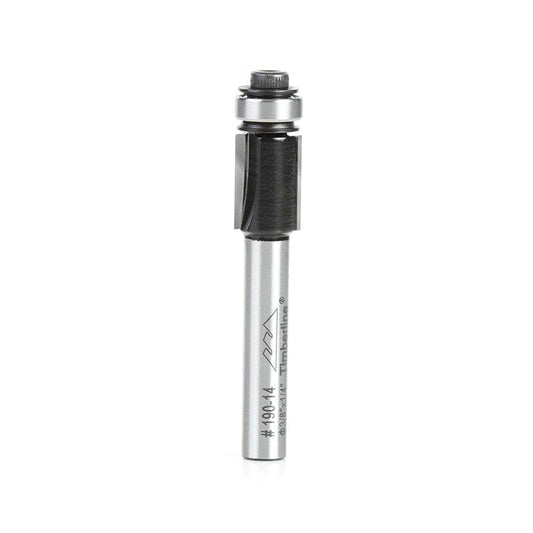 Timberline Router Bit Carbide Tipped Flush Trim 3/8 Diameter x 1/2 x 1/4 Inch Shank with Ball Bearing. 2&3 Flute with Ball Bearing Guide- #190-14 MEGA