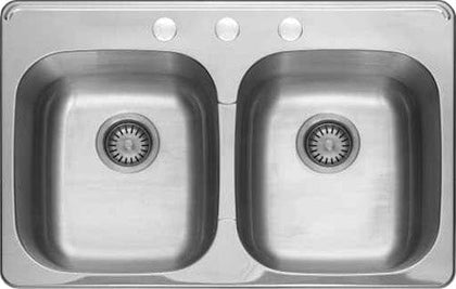 Sink with Double Basin, W/Waste, Top Mount 33 Inches x 19 Inches- AUGH032