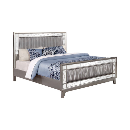 Leighton Full Panel Bed With Mirrored Accents Mercury Metallic Collection: This Leighton Collection Presents This Magnificent Glam-Style Bed. This Bed Is An Absolute Delight For The Bedroom. Leighton SKU: 204921F coastmega