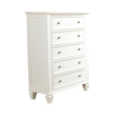 Sandy Beach 5-Drawer Rectangular Chest White Collection: Chest Features Five Roomy Drawers With Plenty Of Storage For Foldable Clothes As Well As Extra Bed Linens. Broad Top Wide Enough For Lamp And A Collection Of Books. SKU: 201305 coastmega