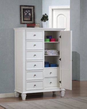 Sandy Beach 8-Drawer Man’s Chest Storage White Collection: Upgrade Your Bedroom Storage Options With This Tasteful, Hardwood Chest. Crafted From High Quality Materials, It's Sturdy And Durable, Plenty Of Room To Meet Your Storage Needs. SKU: 201308 coastmega