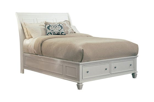 Sandy Beach Eastern King Storage Sleigh Bed White Collection: This Bed Is Constructed From Tropical Hardwoods And Veneer For Dependability And Durability, Also A Classy White Finish, Can Be Showcased In Any Master Bedroom. SKU: 201309KE coastmega