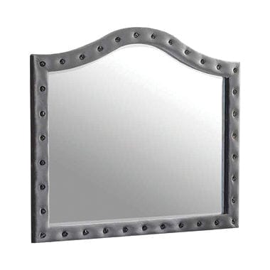 Deanna Button Tufted Mirror Grey Collection: Craft A Sophisticated Aura In A Bedroom With This Classic Novelty Mirror, Perfect When Paired With A Dresser, Create A Vanity-Inspired Feel Over Any Furniture: Deanna SKU: 205104 coastmega